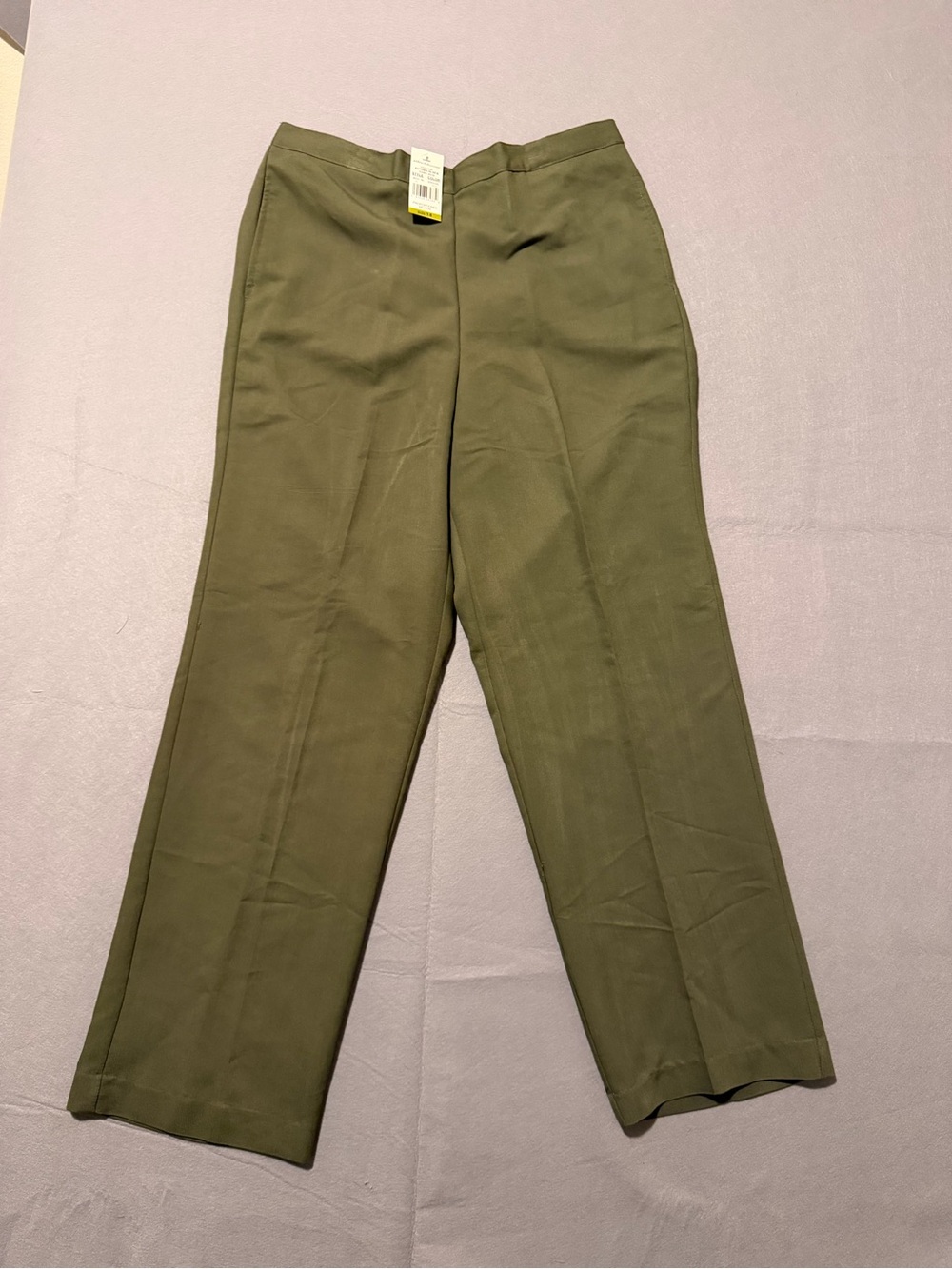 NWT Alfred Dunner Green Proportioned Pull-On Pants Elastic Waist Size 12 Rayon